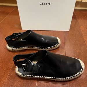 Céline sling back espadrilles size 37 black leather, box included. Worn once